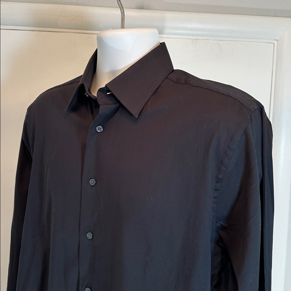 Calvin Klein Long Sleeve Black Cotton Shirt 15.5 34/35 NWT - Picture 7 of 14